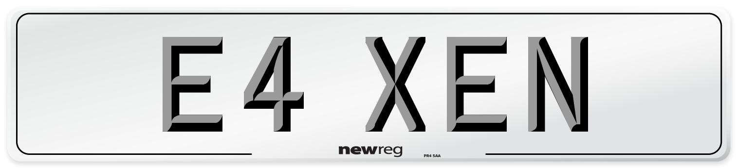 E4 XEN Number Plate from New Reg